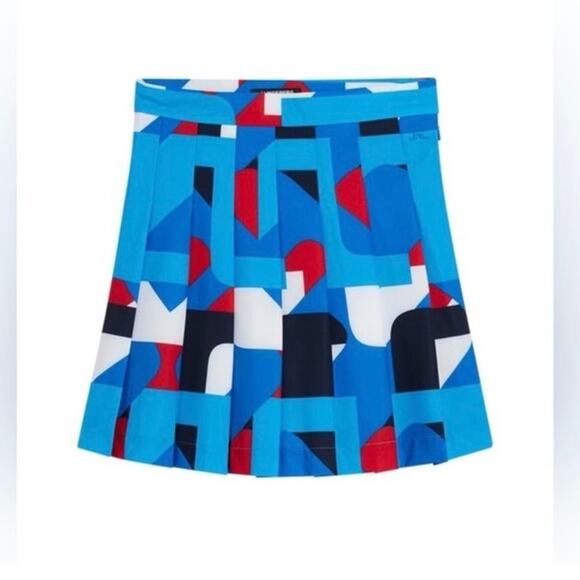 J. Lindeberg Womens Pleated Adina Print Golf Skirt Brilliant Blue Size XS NWT - Picture 3 of 13